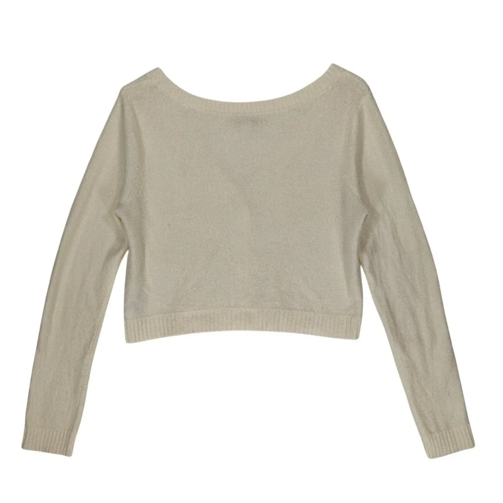 American Eagle Womens Cream Crew Neck Knit Pullover Sweater Size S Small White